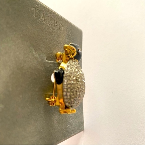 Talbots Penguin Brooch in Black Enamel with Rhinestones. Super cute! NWT - Picture 4 of 5